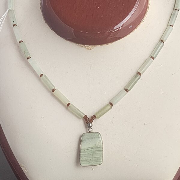 Larsonite and serpentine neckelace