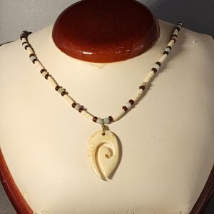 Amazonite czech glass neckelace with bone pendant