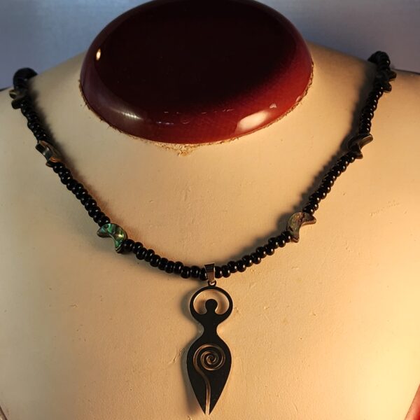 Pava shell and czech glass necklace
