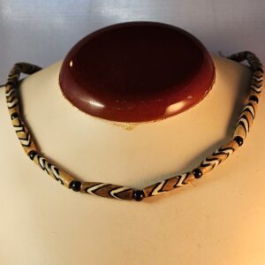 Bone and black tourmaline necklace