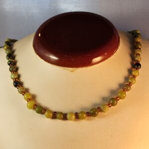 Serpentine, jasper, and czech glass necklace