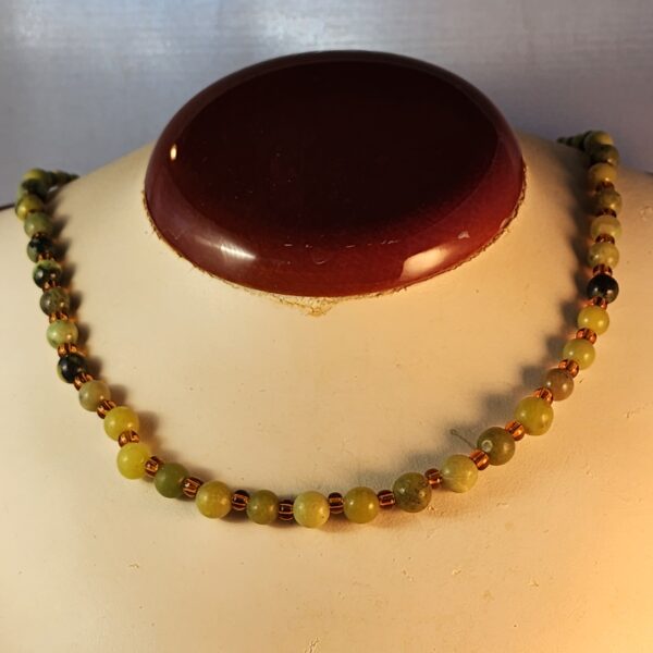 Serpentine, jasper, and czech glass necklace