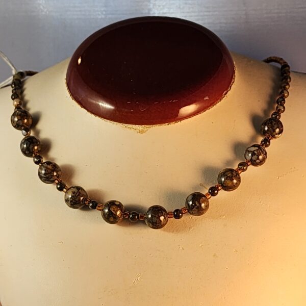 Fire opal and czech glass necklace
