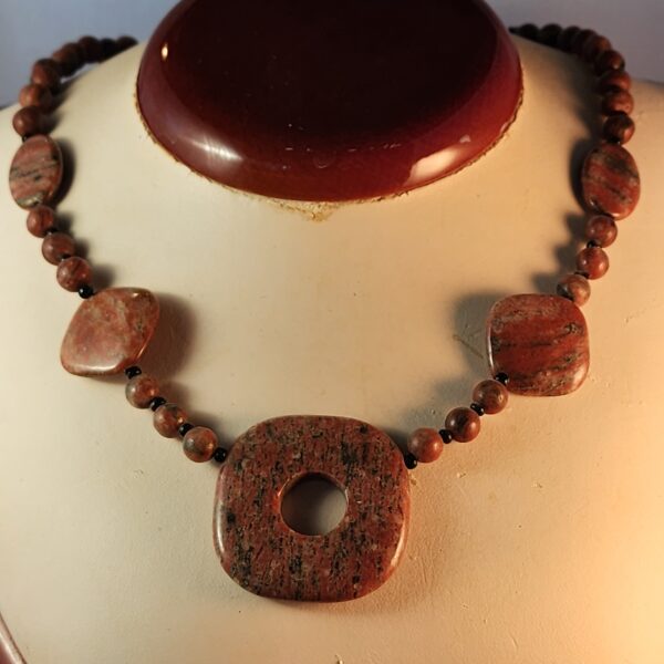 Brichiated jasper and czech glass necklace