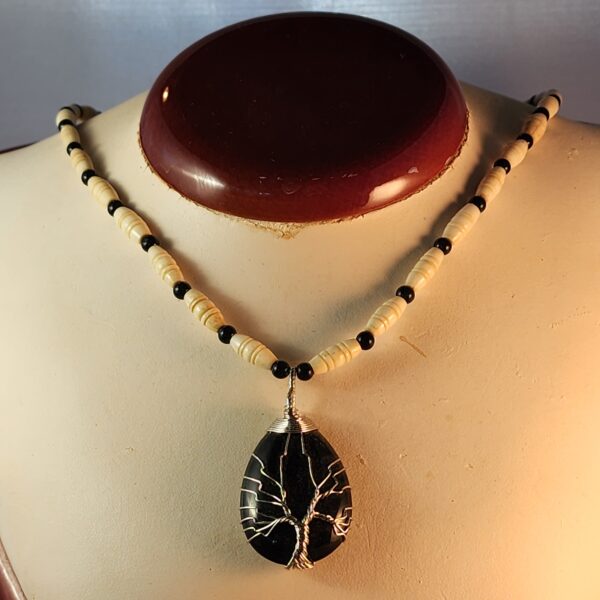 Bone and onyx necklace