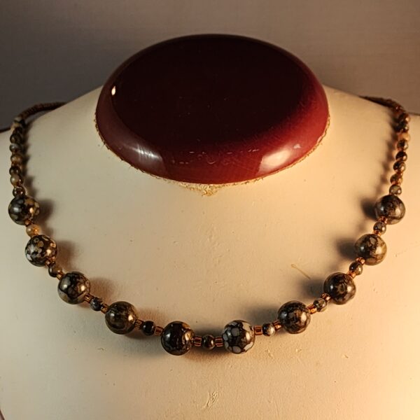 Fire opal and czech glass necklace