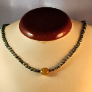 Zoisite, yellow opal, czech glass necklace