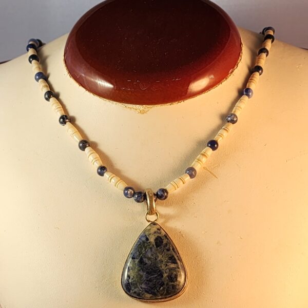 Sodalite and bone necklace