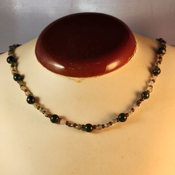 Tree agate, moss agate, czech glass necklace