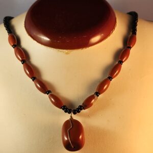 Red jasper and czech glass necklace