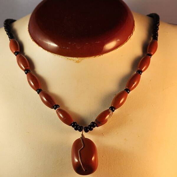 Red jasper and czech glass necklace