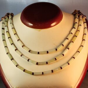 Serpentine, czech glass and copper necklace