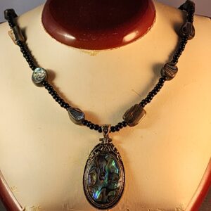 Pava shell and czech glass necklace