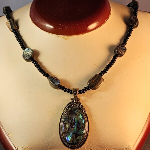 Pava shell and czech glass necklace