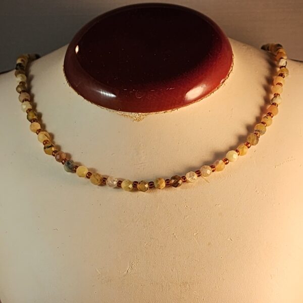 Yellow african opal, czech glass, and sterling silver necklace
