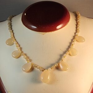 Peach moonstone and sterling silver necklace