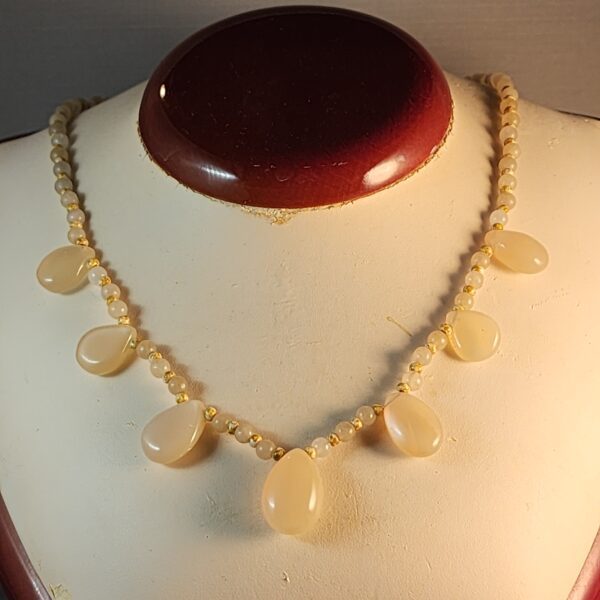 Peach moonstone and sterling silver necklace