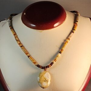 Agate, czech glass, and copper necklace